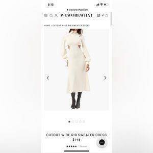 WeWoreWhat Ivory Cutout Sweater Dress - Size XS, NWT